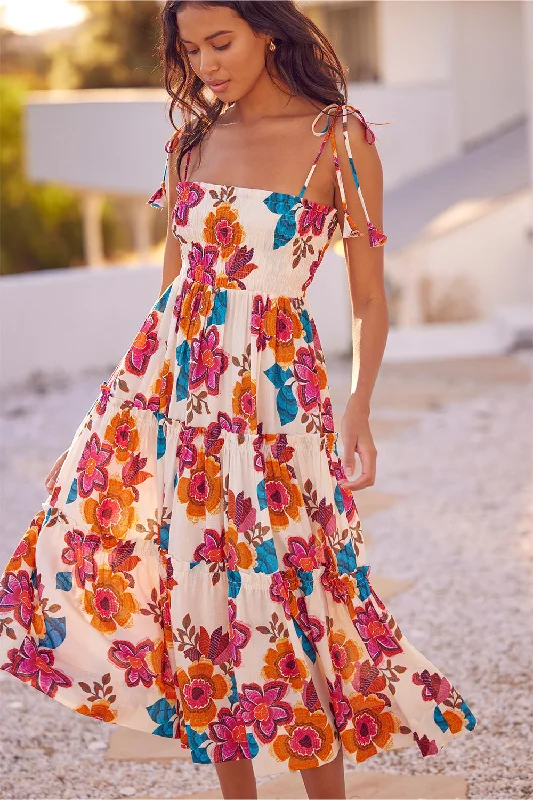 Midi dresses with fringe details for a fun and energetic style KAMINA DRESS