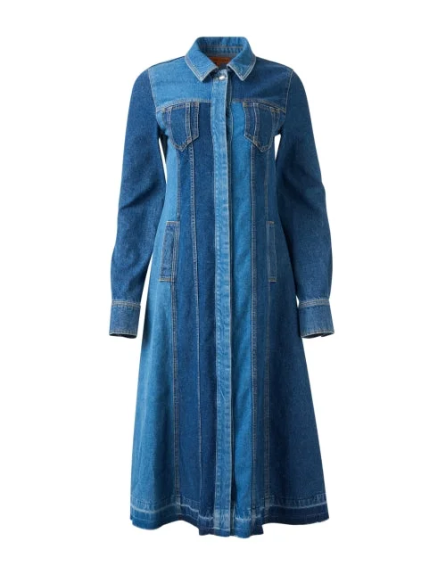  Two Tone Denim Shirt Dress