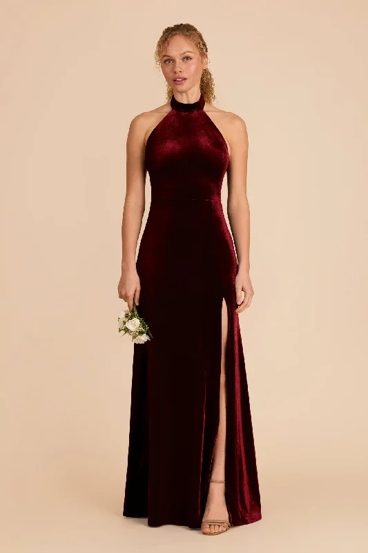 Maternity dress for a dinner date with partner Daphne Velvet Dress - Cabernet