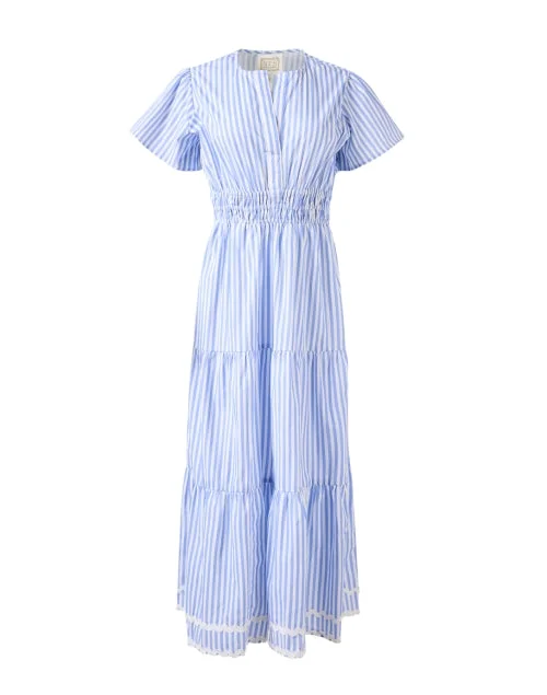  Blue and White Striped Cotton Dress