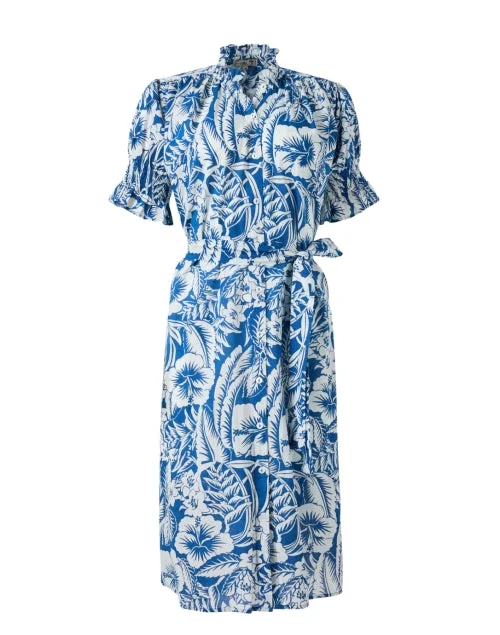 Everyday Dress with Hidden Pockets for Practicality Vera Blue Floral Cotton Shirt Dress Everyday Dress with Hidden Pockets for Practicality Vera Blue Floral Cotton Shirt Dress
