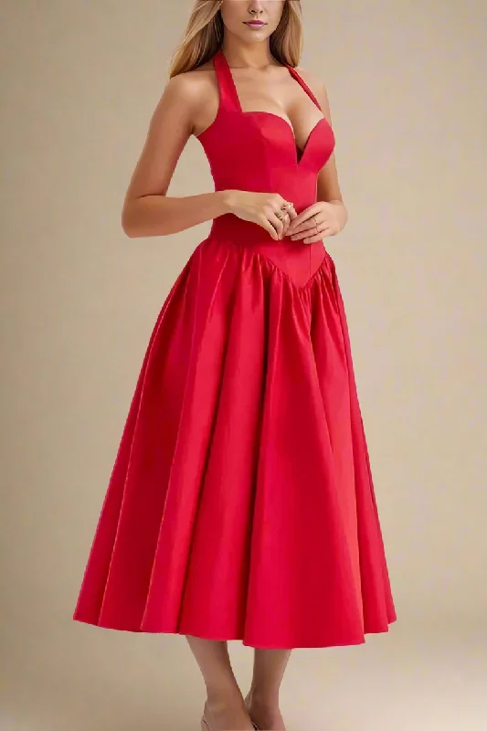  Anita Bodycon Midi Dress - Lipstick Red