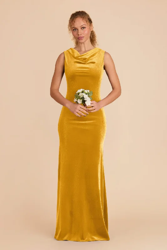Maternity dress for a baby's first visit to the orchard Fallon Velvet Dress - Butterscotch Maternity dress for a baby's first visit to the orchard Fallon Velvet Dress - Butterscotch