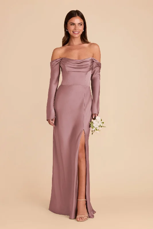 Maternity dress for a baby's first visit to the pool Maya Matte Satin Dress - Dark Mauve Maternity dress for a baby's first visit to the pool Maya Matte Satin Dress - Dark Mauve