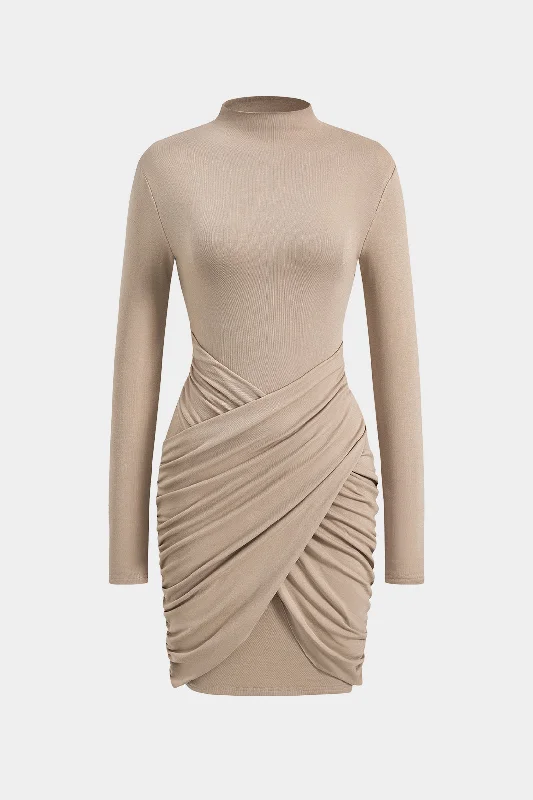 Mini dresses with high - low hems for a modern twist Crossed Long Sleeve Mini Dress