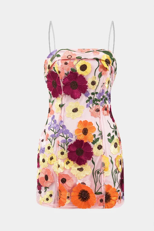 Mini dresses with halter necks for a stylish choice 3D Floral Embroidery Zipper Slip Mini Dress Mini dresses with halter necks for a stylish choice 3D Floral Embroidery Zipper Slip Mini Dress