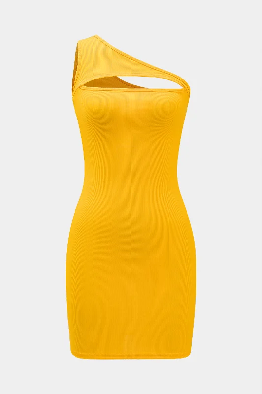 Mini dresses with patchwork designs for a unique style Asymmetry One Shoulder Cut Out Mini Dress Mini dresses with patchwork designs for a unique style Asymmetry One Shoulder Cut Out Mini Dress