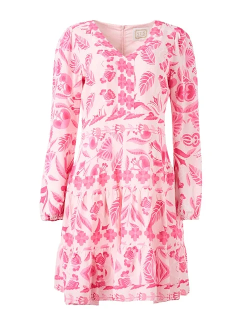 Everyday Dress with Recycled Materials for a Sustainable Choice Pink Geo Floral Dress Everyday Dress with Recycled Materials for a Sustainable Choice Pink Geo Floral Dress