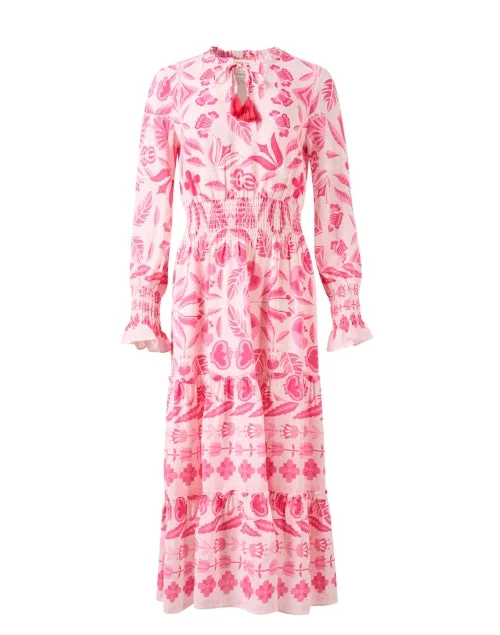 Everyday Dress with Thermal Insulation for Cold Weather​ Pink Geo Floral Dress