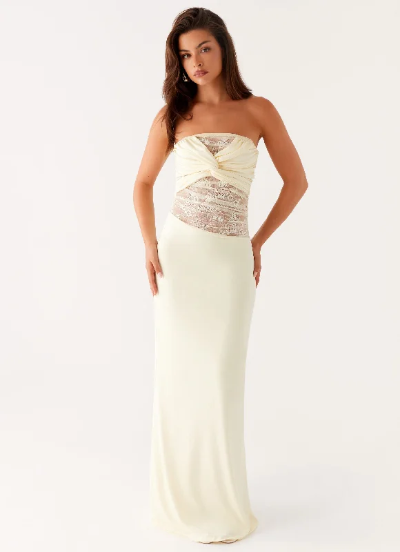  Sweet Energy Strapless Maxi Dress - Yellow