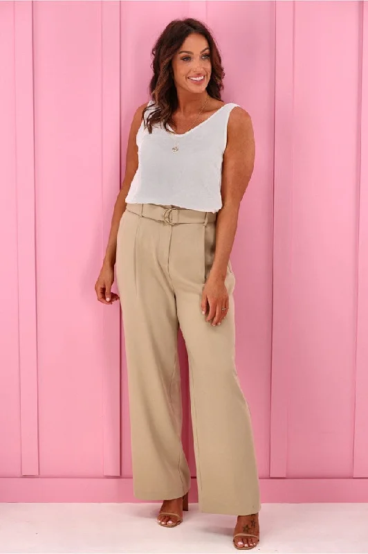 Women's High - Waisted Tight Trousers with Side Slits in Beige for a Trendy LookJane James Sorrel Tailored Pant Stone Women's High - Waisted Tight Trousers with Side Slits in Beige for a Trendy LookJane James Sorrel Tailored Pant Stone