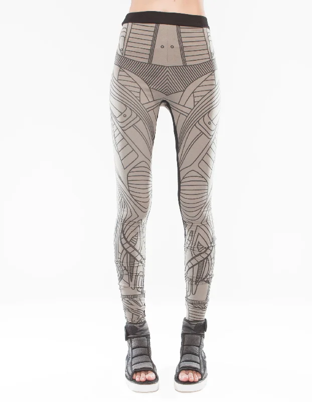Women's High - Waisted Tight Trousers with Side Slits in Beige for a Trendy LookLEGGINGS STRUCTURE BEIGE W Women's High - Waisted Tight Trousers with Side Slits in Beige for a Trendy LookLEGGINGS STRUCTURE BEIGE W