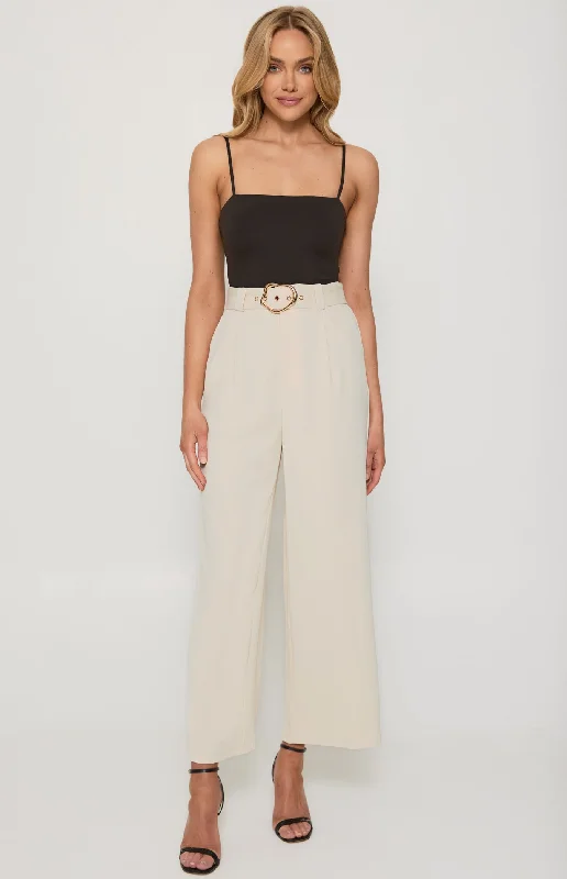 Women's Faux Leather Tight Trousers with Studded Details in Brown for an Edgy StyleStyle State High Waisted Pants with Gold Buckle Bone Women's Faux Leather Tight Trousers with Studded Details in Brown for an Edgy StyleStyle State High Waisted Pants with Gold Buckle Bone