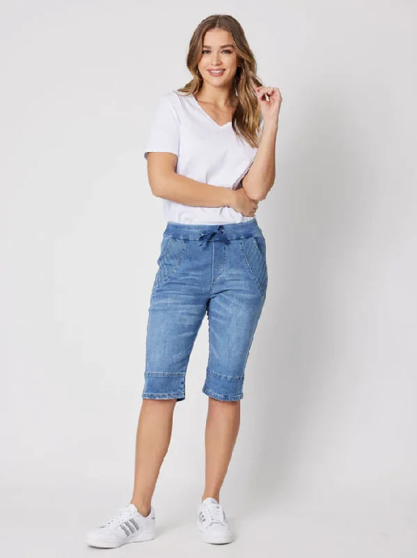 Women's Fleece - Lined Tight Trousers in Dark Blue for Warmth in Cold WeatherThreadz Jogger Short Denim Blue Women's Fleece - Lined Tight Trousers in Dark Blue for Warmth in Cold WeatherThreadz Jogger Short Denim Blue