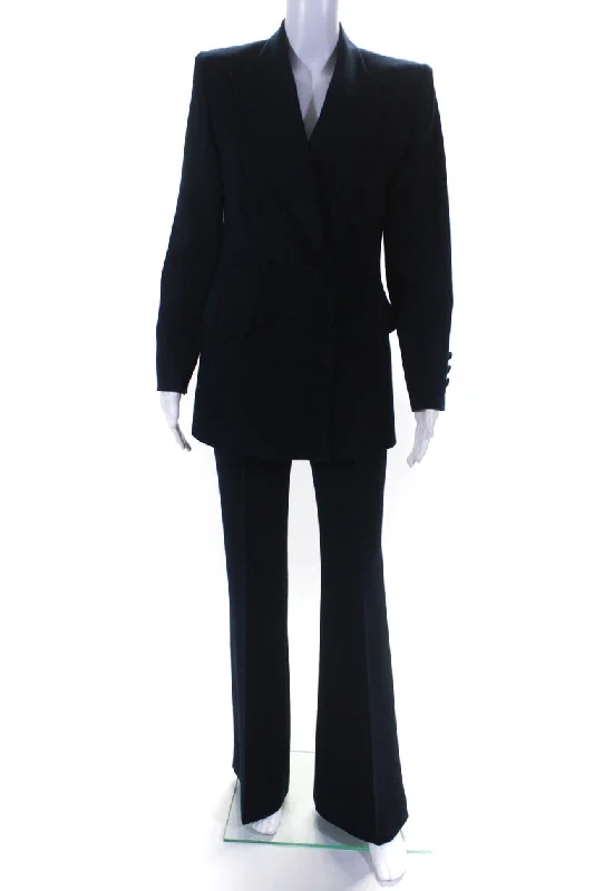 Straight - Leg Women's Vegan Leather Pants for a Chic LookSusanna Womens Double Breasted Pointed Lapel Pleated Pants Suit Navy Blue Straight - Leg Women's Vegan Leather Pants for a Chic LookSusanna Womens Double Breasted Pointed Lapel Pleated Pants Suit Navy Blue