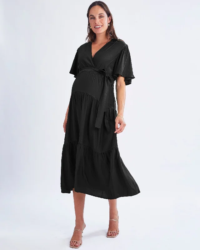 seamless bras for invisible under clothesCara Black Maternity Maxi Tiered Dress