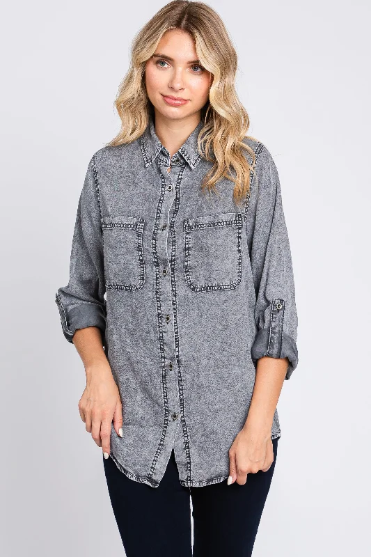 convertible sports bras for versatile useCharcoal Chambray Rolled Cuff Shirt