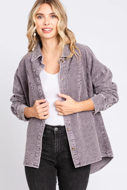 push up bras for enhanced cleavageCharcoal Corduroy Button Up Top