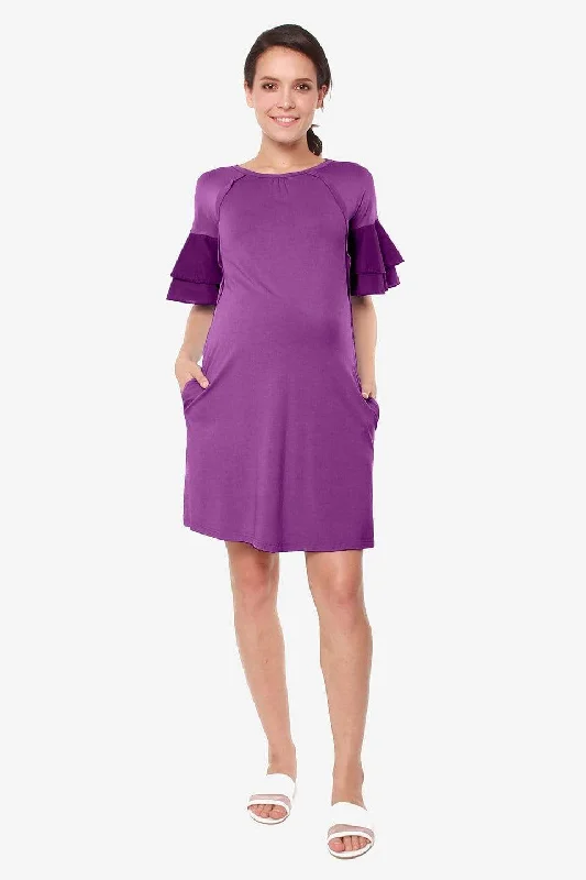 wireless bras for a natural feelFlounce Sleeves Calissa Bamboo Cotton Nursing Dress Eggplant wireless bras for a natural feelFlounce Sleeves Calissa Bamboo Cotton Nursing Dress Eggplant