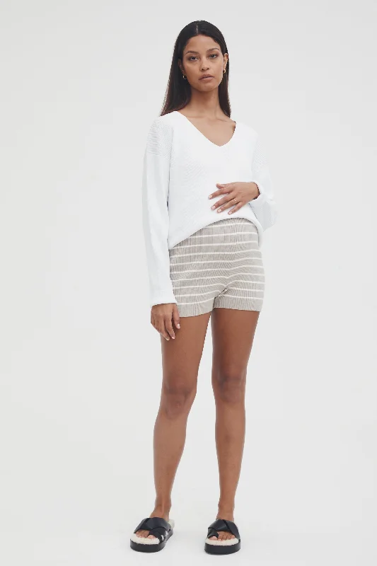 balconette lace bras for a feminine touchNevaro Knit Shorts II (Taupe/Ivory Stripe)