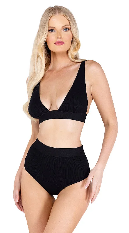 lace trimmed women bra and panty setsNatasha Ribbed Bra Set