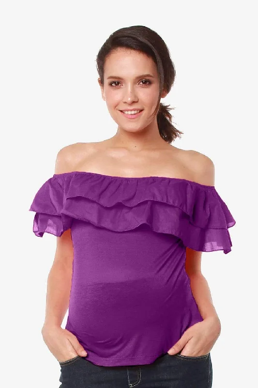 balconette lace bras for a feminine touchOff Shoulder Cacey Nursing Top Eggplant