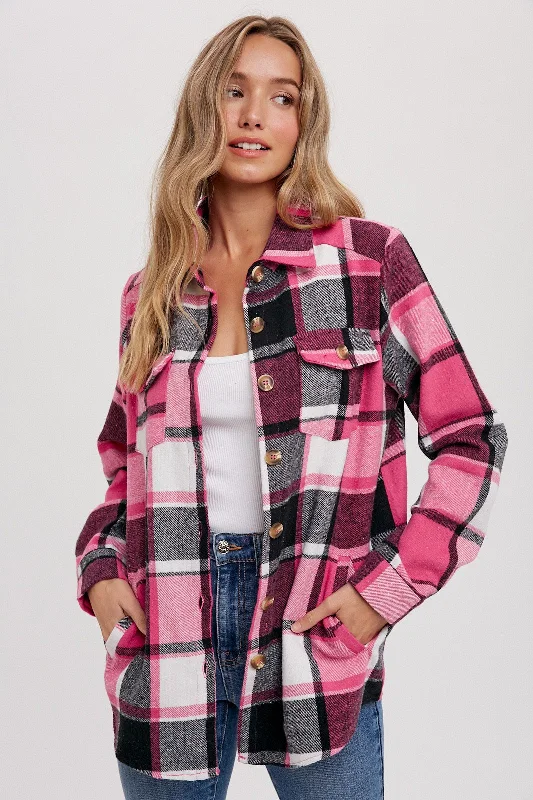 bralette sports bras for light exercisePink Plaid Shirt Jacket