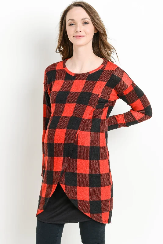 balconette bras for a sexy necklinePlaid Tunic Knit Maternity/Nursing Sweater