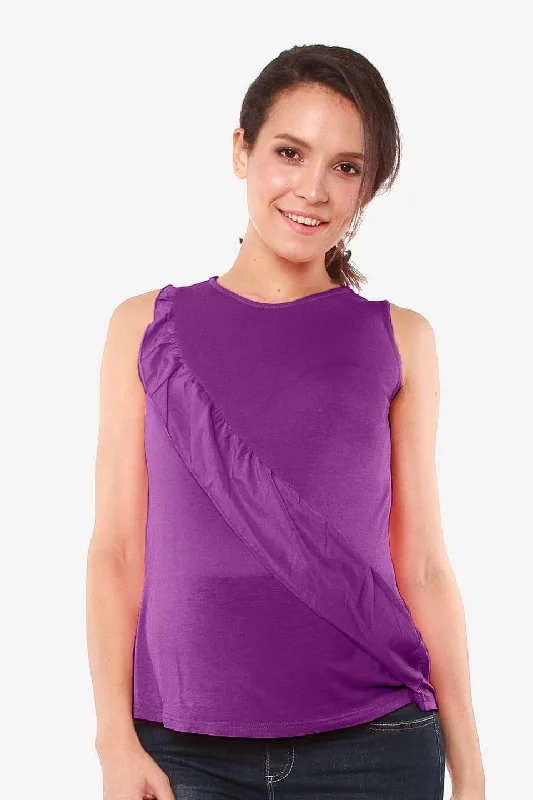 supportive underwire bras for large bustsSleeveless Caliana Frills Nursing Top Eggplant supportive underwire bras for large bustsSleeveless Caliana Frills Nursing Top Eggplant