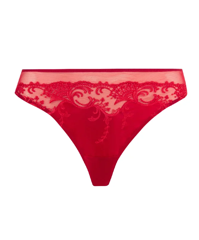 backless women lingerie for a sexy silhouetteSplendeur Soie Rouge Thong