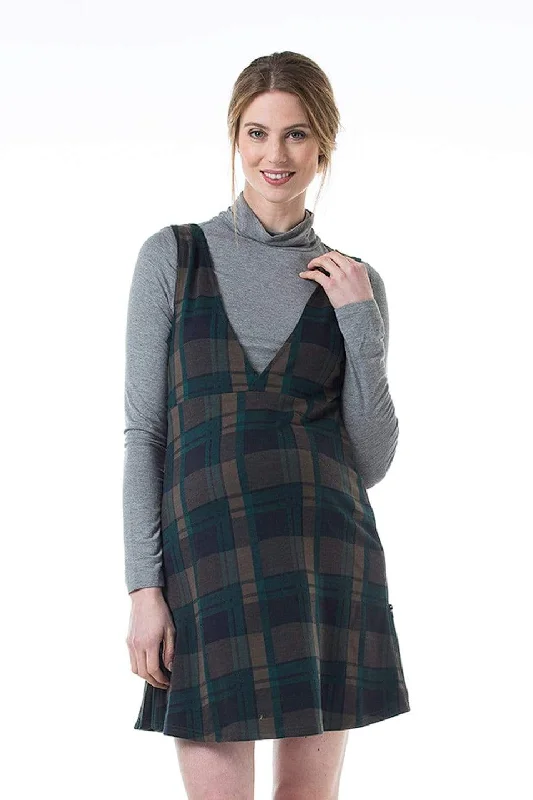 bralette with underwire for added supportCoralia V-Neck Plaids Maternity Dress Navy