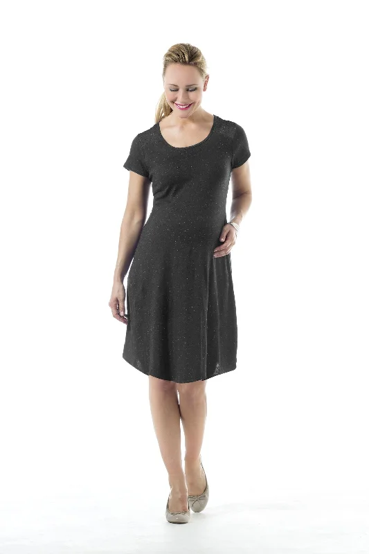 plus size bralette bras for comfortShort Sleeve Cerulean Nursing Dress Dark Grey
