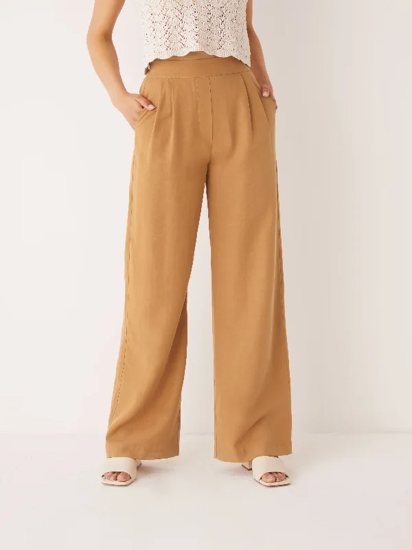 Women's Straight - Leg Linen Pants for a Breezy Summer LookThe Sally Wide Leg Fluid Pant in Ginger Women's Straight - Leg Linen Pants for a Breezy Summer LookThe Sally Wide Leg Fluid Pant in Ginger