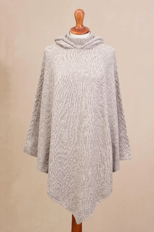 machine washable women cardigan for easy careAdventurous Style in Taupe Knit Alpaca Blend Hooded Poncho in Taupe from Peru machine washable women cardigan for easy careAdventurous Style in Taupe Knit Alpaca Blend Hooded Poncho in Taupe from Peru