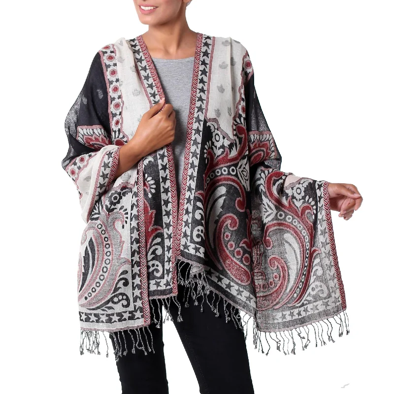 ribbed women cardigan with a classic textureAgra Night Dramatic Indian Wool Shawl in Black and White with Red ribbed women cardigan with a classic textureAgra Night Dramatic Indian Wool Shawl in Black and White with Red