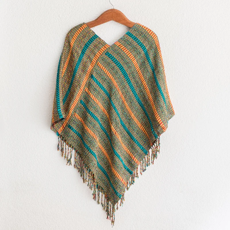 machine washable women cardigan for easy careBeach Stripes Handwoven Striped Cotton Poncho from Guatemala machine washable women cardigan for easy careBeach Stripes Handwoven Striped Cotton Poncho from Guatemala