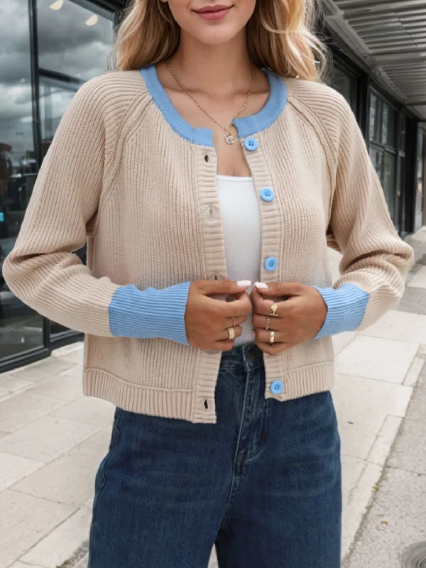 hooded women cardigan for added warmth and styleContrast Button Up Long Sleeve Cardigan hooded women cardigan for added warmth and styleContrast Button Up Long Sleeve Cardigan