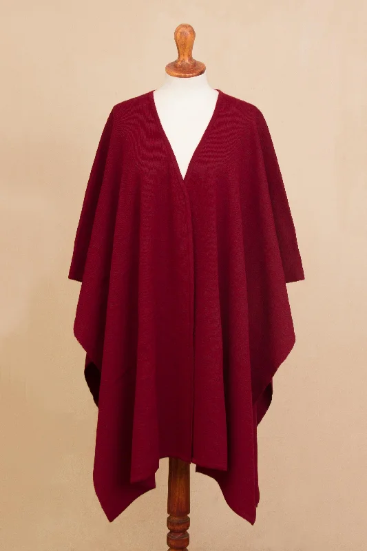 floral print women cardigan for a feminine touchElegant Fashion in Claret Knit Alpaca Blend Ruana in Claret from Peru floral print women cardigan for a feminine touchElegant Fashion in Claret Knit Alpaca Blend Ruana in Claret from Peru