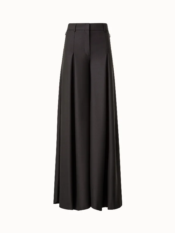 Plus Size Women's Pleated Front Dress Pants for Office WearExtra Wide Palazzo Pants in Wool Gabardine Plus Size Women's Pleated Front Dress Pants for Office WearExtra Wide Palazzo Pants in Wool Gabardine