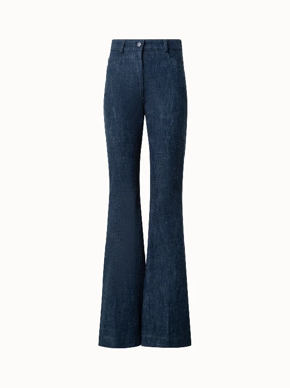 Palazzo Style Women's Printed Trousers in Bohemian PatternsFlared Winter Denim Pants Palazzo Style Women's Printed Trousers in Bohemian PatternsFlared Winter Denim Pants