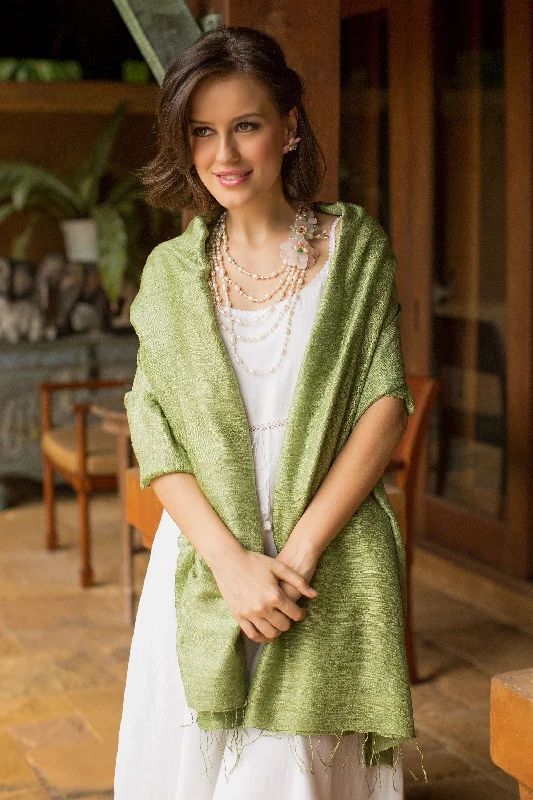 v neck women cardigan to elongate the necklineGreen Treasure Hand Made Silk Shawl