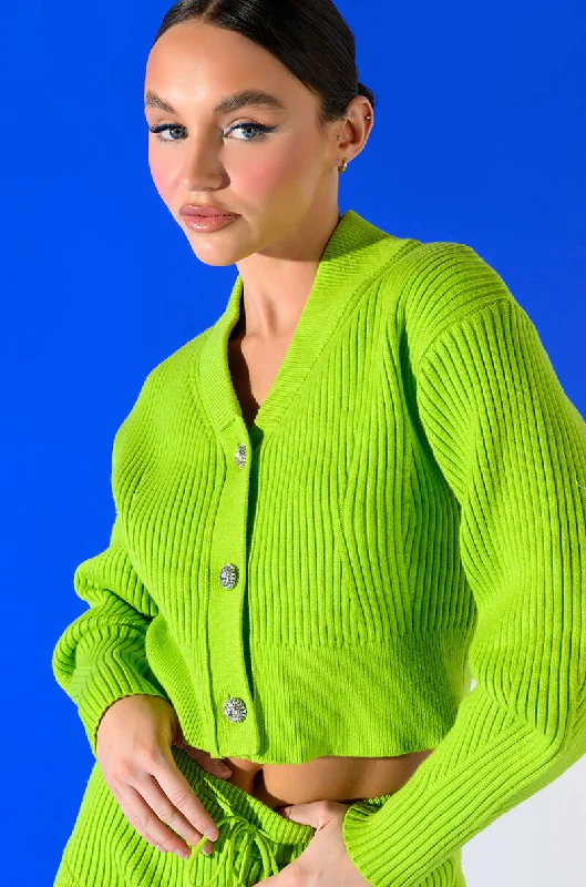 open front women cardigan for easy stylingIRREPLACEABLE RHINESTONE BUTTON CARDIGAN