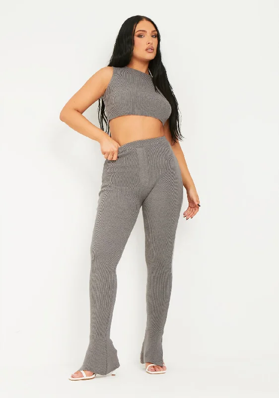 cable knit women cardigan with intricate patternsMadilyn Charcoal Knitted Leggings