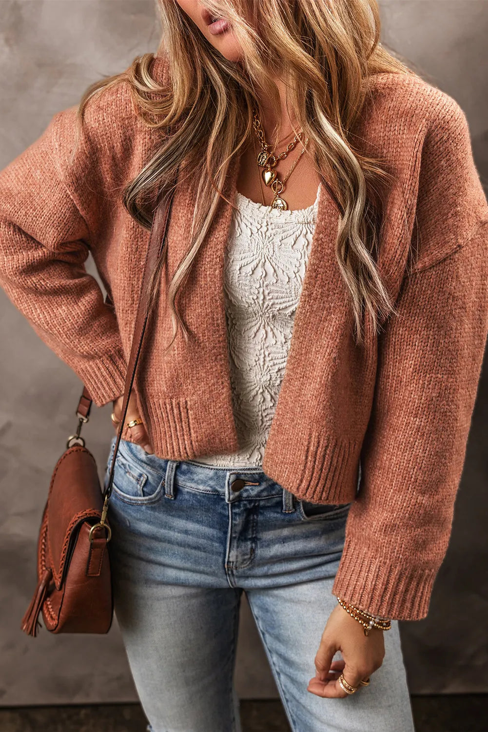 boyfriend style women cardigan for a relaxed fitOpen Front Dropped Shoulder Cardigan boyfriend style women cardigan for a relaxed fitOpen Front Dropped Shoulder Cardigan