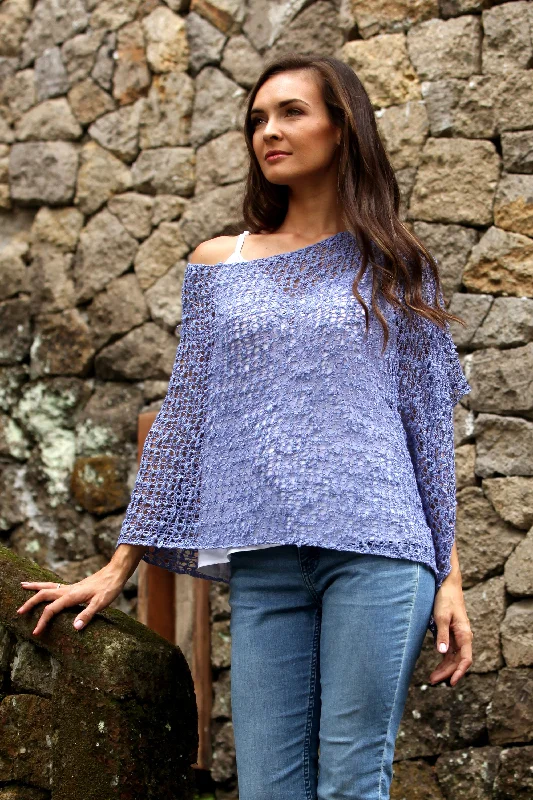 machine washable women cardigan for easy carePeriwinkle Sanur Shade Lightweight Hand-Crocheted Poncho in Periwinkle from Bali machine washable women cardigan for easy carePeriwinkle Sanur Shade Lightweight Hand-Crocheted Poncho in Periwinkle from Bali