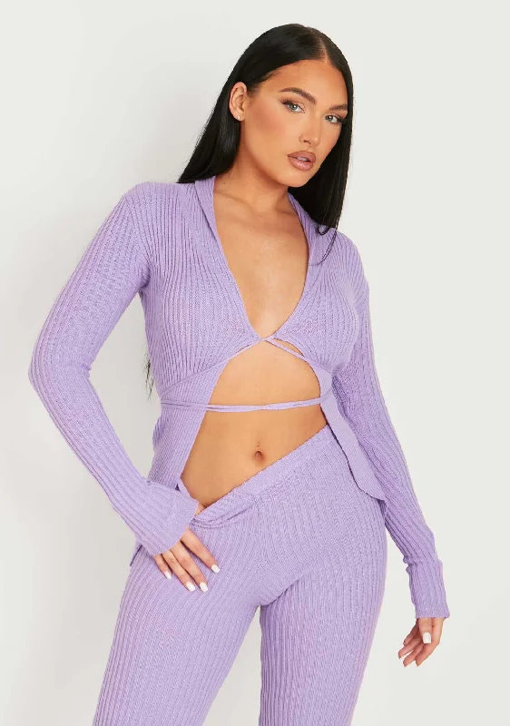 button down women cardigan with vintage buttonsSamaya Purple Ribbed Knitted Tie Cardigan button down women cardigan with vintage buttonsSamaya Purple Ribbed Knitted Tie Cardigan