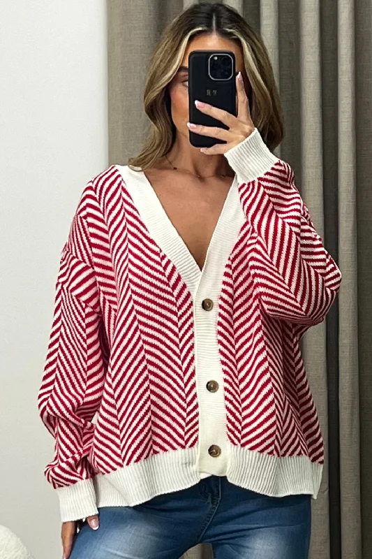 ribbed women cardigan with a classic textureShyla Red and White Stripe Button Up Knit Cardigan ribbed women cardigan with a classic textureShyla Red and White Stripe Button Up Knit Cardigan