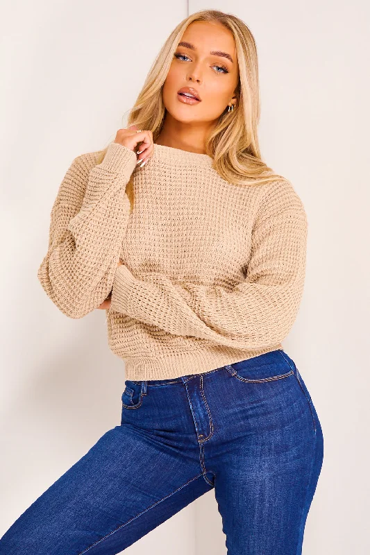 Genevieve Stone Knitted Cropped Jumper