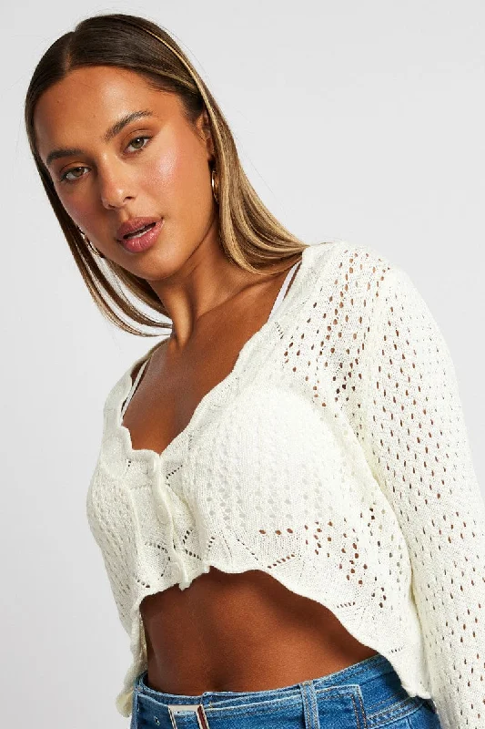 hooded women cardigan for added warmth and styleWhite Crochet Cardigan V Neck Cropped hooded women cardigan for added warmth and styleWhite Crochet Cardigan V Neck Cropped