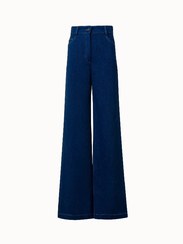 Plus Size Women's Elastic - Waist Culottes in Earth TonesWide Cotton Denim Pants